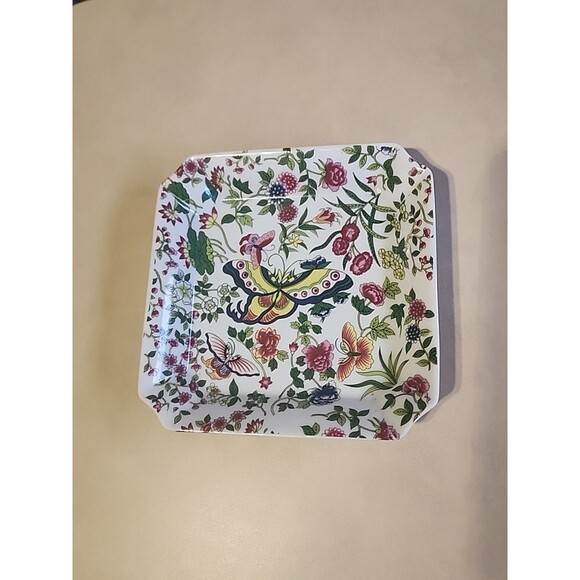 Thousand Butterflies by Eda MANN 6" Porcelain Trinket Candy Dish Square - Picture 1 of 4